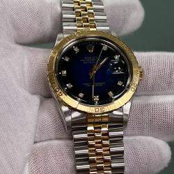 Pre Owned Rolex Datejust 16253 Automatic Blue diamonds 18k Yellow Gold Stainless Steel Men's Wristwatch 36 mm