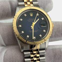 Pre Owned Rolex Datejust 16253 Automatic Blue diamonds 18k Yellow Gold Stainless Steel Men's Wristwatch 36 mm