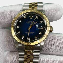 Pre Owned Rolex Datejust 16253 Automatic Blue diamonds 18k Yellow Gold Stainless Steel Men's Wristwatch 36 mm