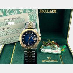 Pre Owned Rolex Datejust 16253 Automatic Blue diamonds 18k Yellow Gold Stainless Steel Men's Wristwatch 36 mm