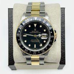 Pre Owned Rolex GMT Master II 16713 Automatic Black 18k Yellow Gold Stainless Steel Men's Wristwatch 40 mm