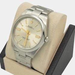 Pre Owned Rolex Oyster Perpetual 124300 Automatic Silver Stainless Steel Men's Wristwatch 41 mm
