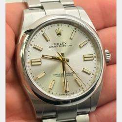 Pre Owned Rolex Oyster Perpetual 124300 Automatic Silver Stainless Steel Men's Wristwatch 41 mm