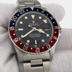 Pre Owned Rolex GMT Master 16750 Automatic Black Spider Dial Stainless Steel Men's Wristwatch 40 mm
