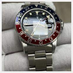 Pre Owned Rolex GMT Master 16750 Automatic Black Spider Dial Stainless Steel Men's Wristwatch 40 mm