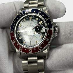 Pre Owned Rolex GMT Master 16750 Automatic Black Spider Dial Stainless Steel Men's Wristwatch 40 mm