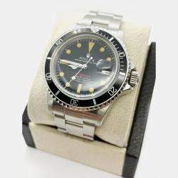 Pre Owned Rolex Submariner 1680 Automatic Black Stainless Steel Men's Wristwatch 40 mm