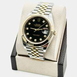 Pre Owned Rolex Datejust 126333 Automatic Black diamonds 18k Yellow Gold Stainless Steel Men's Wristwatch 41 mm