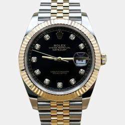 Pre Owned Rolex Datejust 126333 Automatic Black diamonds 18k Yellow Gold Stainless Steel Men's Wristwatch 41 mm