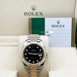 Pre Owned Rolex Datejust 126333 Automatic Black diamonds 18k Yellow Gold Stainless Steel Men's Wristwatch 41 mm