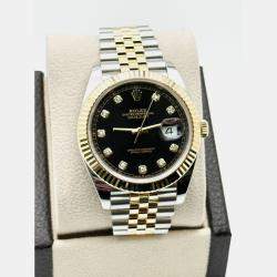 Pre Owned Rolex Datejust 126333 Automatic Black diamonds 18k Yellow Gold Stainless Steel Men's Wristwatch 41 mm