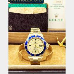 Pre Owned Rolex Submariner 16618 Automatic Gold diamonds 18k Yellow Gold Men's Wristwatch 40 mm