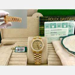 Pre Owned Rolex Day Date 18348 Automatic Gold diamonds 18k Yellow Gold Men's Wristwatch 36 mm