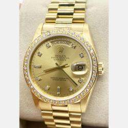Pre Owned Rolex Day Date 18348 Automatic Gold diamonds 18k Yellow Gold Men's Wristwatch 36 mm