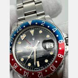 Pre Owned Rolex GMT Master 16750 Automatic Black Spider Dial Stainless Steel Men's Wristwatch 40 mm