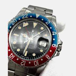 Pre Owned Rolex GMT Master 16750 Automatic Black Spider Dial Stainless Steel Men's Wristwatch 40 mm