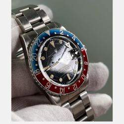 Pre Owned Rolex GMT Master 16750 Automatic Black Spider Dial Stainless Steel Men's Wristwatch 40 mm