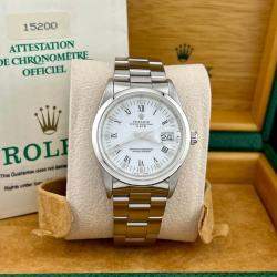 Pre Owned Rolex Date 15200 Automatic White Stainless Steel Men's Wristwatch 34 mm