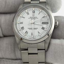 Pre Owned Rolex Date 15200 Automatic White Stainless Steel Men's Wristwatch 34 mm