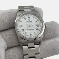 Pre Owned Rolex Date 15200 Automatic White Stainless Steel Men's Wristwatch 34 mm