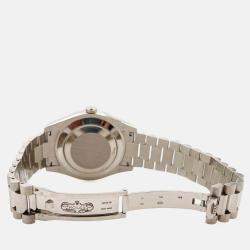 Pre Owned Rolex Day Date II 218349 Automatic White diamonds 18k White Gold Men's Wristwatch 41 mm