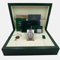 Pre Owned Rolex Day Date II 218349 Automatic White diamonds 18k White Gold Men's Wristwatch 41 mm