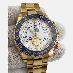 Pre Owned Rolex Yacht Master II 116688 Automatic White 18k Yellow Gold Men's Wristwatch 44 mm