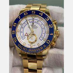 Pre Owned Rolex Yacht Master II 116688 Automatic White 18k Yellow Gold Men's Wristwatch 44 mm