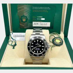 Pre Owned Rolex Submariner 124060 Automatic Black Stainless Steel Men's Wristwatch 41 mm