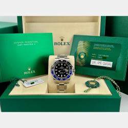 Pre Owned Rolex GMT Master II 126710BLNR Automatic Black 18k White Gold Stainless Steel Men's Wristwatch 40 mm
