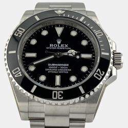 Pre Owned Rolex Submariner 124060 Automatic Black Stainless Steel Men's Wristwatch 41 mm