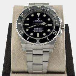 Pre Owned Rolex Submariner 124060 Automatic Black Stainless Steel Men's Wristwatch 41 mm