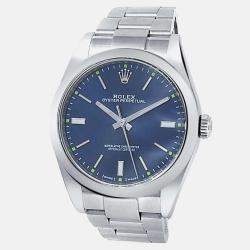 Pre Owned Rolex Oyster Perpetual 114300 Automatic Blue Dial Stainless Steel Men's Wristwatch 39 mm