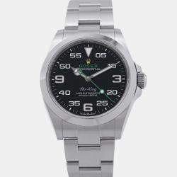 مملوكة مسبقًا Rolex Air-King 126900 Automatic Black Stainless Steel Men's Wristwatch 40 mm