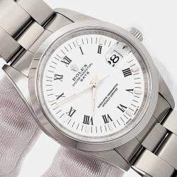 Pre Owned Rolex Oyster Perpetual Date 15200 Automatic White Dial Stainless Steel Men's Wristwatch 34 mm