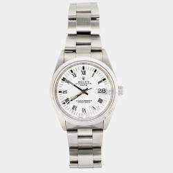 Pre Owned Rolex Oyster Perpetual Date 15200 Automatic White Dial Stainless Steel Men's Wristwatch 34 mm