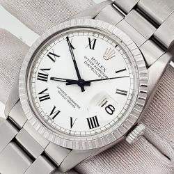 Pre Owned Rolex Datejust 16030 Automatic White Buckley Roman Dial Stainless Steel Men's Wristwatch 36 mm