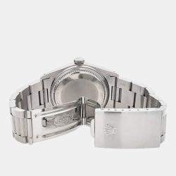 Pre Owned Rolex Datejust 16030 Automatic White Buckley Roman Dial Stainless Steel Men's Wristwatch 36 mm