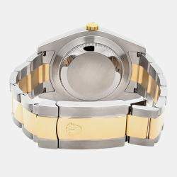 Pre Owned Rolex Datejust II 116333 Automatic Black Roman Dial 18k Yellow Gold Stainless Steel Men's Wristwatch 41 mm