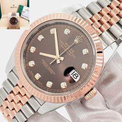 Pre Owned Rolex Datejust 126331 Automatic Diamond Dial 18k Rose Gold Stainless Steel Men's Wristwatch 41 mm