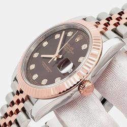 Pre Owned Rolex Datejust 126331 Automatic Diamond Dial 18k Rose Gold Stainless Steel Men's Wristwatch 41 mm