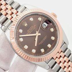 Pre Owned Rolex Datejust 126331 Automatic Diamond Dial 18k Rose Gold Stainless Steel Men's Wristwatch 41 mm