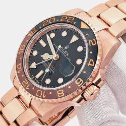 Pre Owned Rolex GMT-Master II Rootbeer 126715CHNR Automatic Black Dial 18K Rose Gold Men's Wristwatch 40 mm