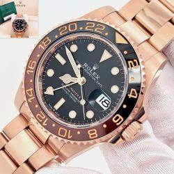 Pre Owned Rolex GMT-Master II Rootbeer 126715CHNR Automatic Black Dial 18K Rose Gold Men's Wristwatch 40 mm