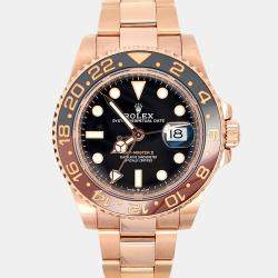 Pre Owned Rolex GMT-Master II Rootbeer 126715CHNR Automatic Black Dial 18K Rose Gold Men's Wristwatch 40 mm