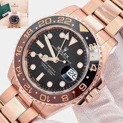 Pre Owned Rolex GMT-Master II Rootbeer 126715CHNR Automatic Black Dial 18K Rose Gold Men's Wristwatch 40 mm