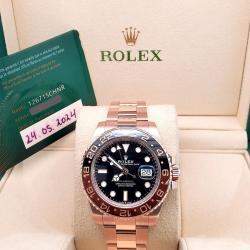 Pre Owned Rolex GMT-Master II Rootbeer 126715CHNR Automatic Black Dial 18K Rose Gold Men's Wristwatch 40 mm