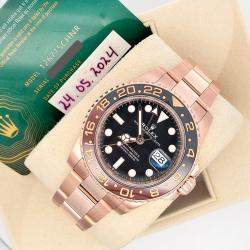 Pre Owned Rolex GMT-Master II Rootbeer 126715CHNR Automatic Black Dial 18K Rose Gold Men's Wristwatch 40 mm