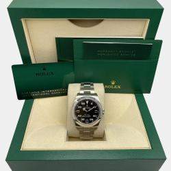 Pre Owned Rolex Air-King 116900 Automatic Black Dial Stainless Steel Men's Wristwatch 40mm