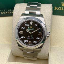 Pre Owned Rolex Air-King 116900 Automatic Black Dial Stainless Steel Men's Wristwatch 40mm